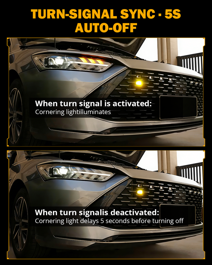 🆕0.8'' 3000K Yellow Bi-LED Projector | 45° Turning-Assist Grille Light for  SUV Truck ATV UTV