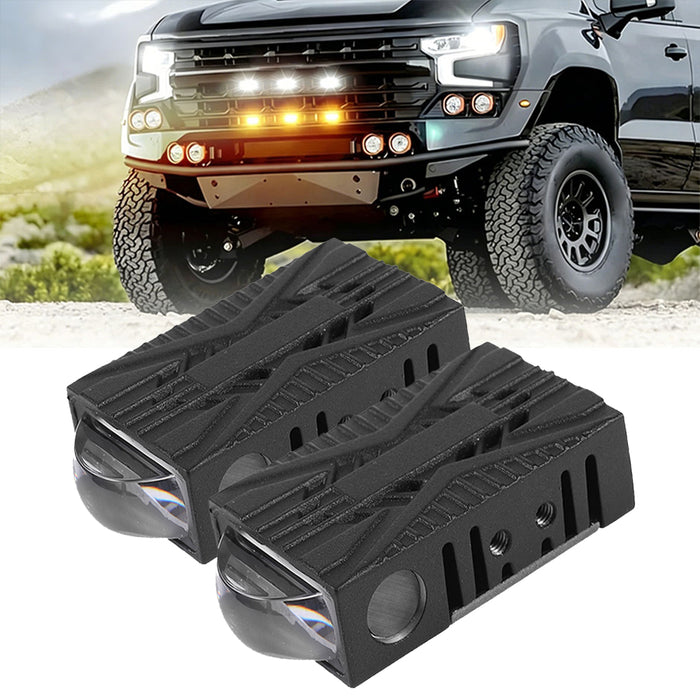 🆕0.82'' Dual-Color Bi-LED Grille Projector Lights – 6000K White / 3000K Amber Hi-Lo Beam for SUV Truck ATV UTV