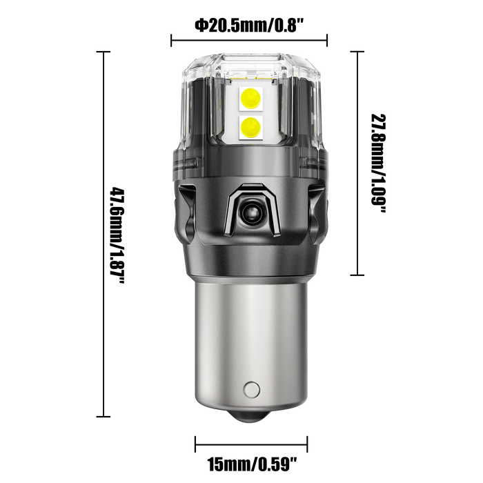 🆕1156 P21W BA15S LED Backup Reverse/Turn Signal/Brake Tail Light Bulbs 500% High Brightness CAN-Bus Error Free 6500K White B52 Series | 2 Bulbs