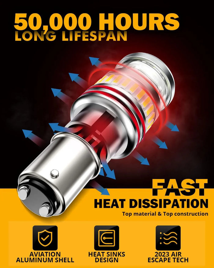 1157 BAY15D LED Backup Reverse/Turn Signal/Brake Tail Light Bulbs 11W 4000LM 6500K White B1 Series | 2 Bulbs