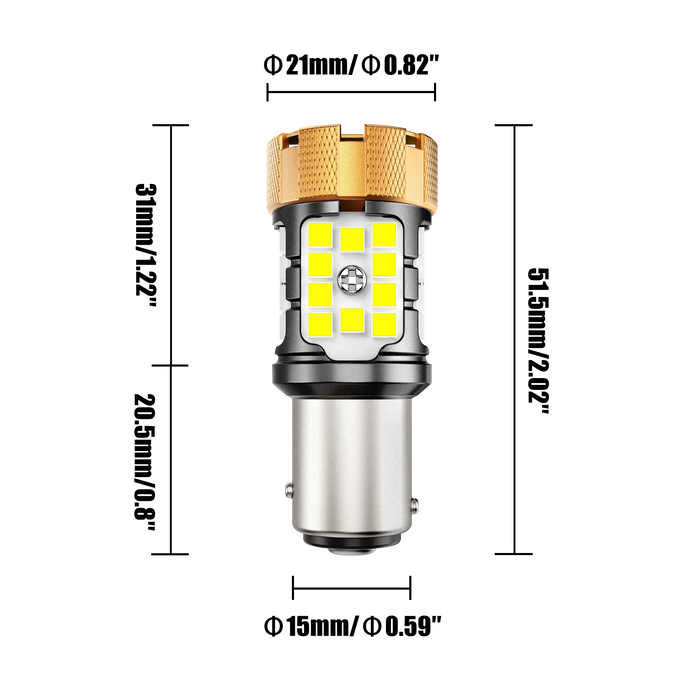 🆕1157 BAY15D LED Backup Reverse/Turn Signal/Brake Tail Light Bulbs 50W 4000LM CAN-Bus Error Free 6500K White B21-PRO Series | 2 Bulbs