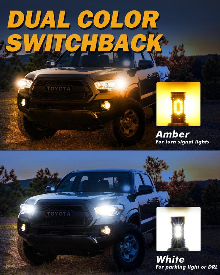 🆕1157 BAY15D LED Front Turn Signal & DRL Light Bulbs 800% High Brightness CAN-Bus Error Free Dual Color Switchback White & Amber B31 Series | 2 Bulbs