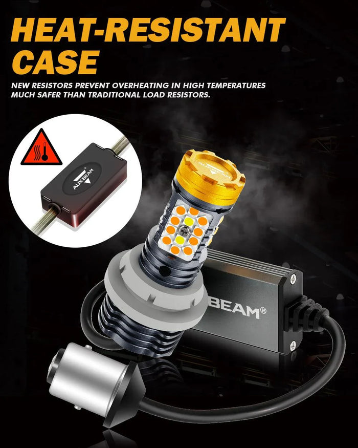 🆕1157 BAY15D LED Front Turn Signal & DRL Light Bulbs 800% High Brightness CAN-Bus Error Free Dual Color Switchback White & Amber B31 Series | 2 Bulbs