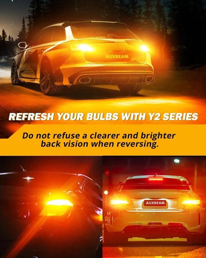 1157 BAY15D LED Turn Signal Light Rear/Front, Side Maker Light Bulbs 14W 6000LM CAN-Bus Error Free 3000K Amber Y2 Series | 2 Bulbs