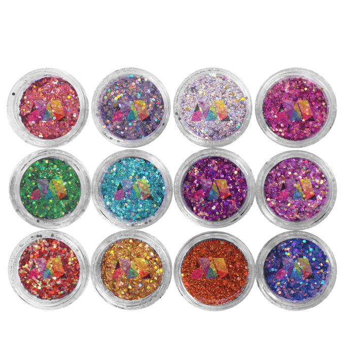 12 Pack Holographic Glitter - Maskscara