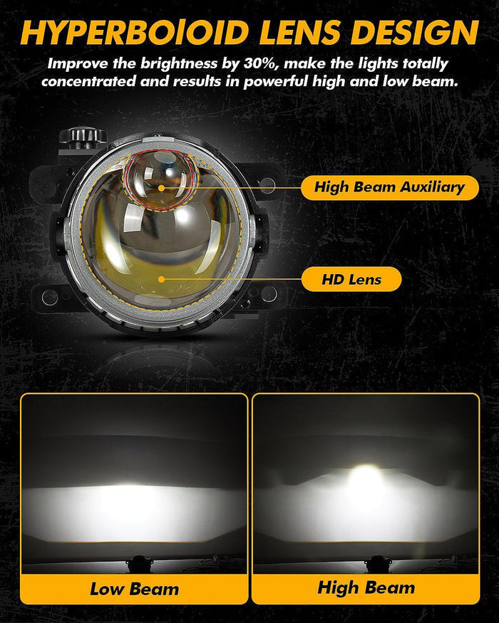 2007-2014 Toyota Yaris Bi-LED Projector Lens Fog Light - 3 Inch 83W 6000K Hyperboloid Lens