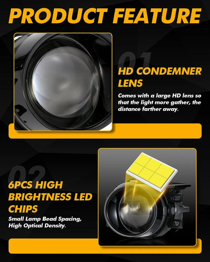 2009-2012 Toyota Matrix Bi-LED Projector Lens Fog Light - 3 Inch 100W 6000K HD Lens