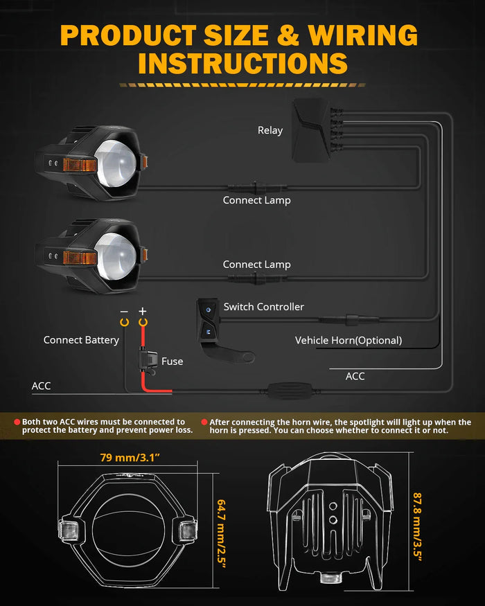 2015 BMW R 1200RT Motorcycle LED Spotlight Light 3+5 Light Modes MT8 Series