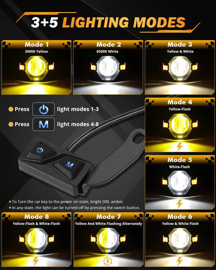 2024 Harley-Davidson Road Glide Motorcycle LED Spotlight Light 3+5 Light Modes MT8 Series
