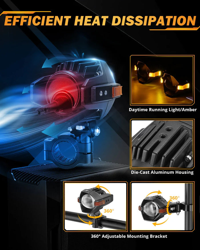 2024 Harley-Davidson Road Glide Motorcycle LED Spotlight Light 3+5 Light Modes MT8 Series