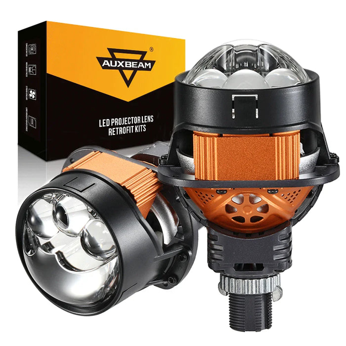 2.5 Inch 100W 6000K Bi-LED Projector Headlight with 3 Direct Laser High Beam Lenses S8 Series – Non-Destructive Installation for Cars | 2pcs/Set