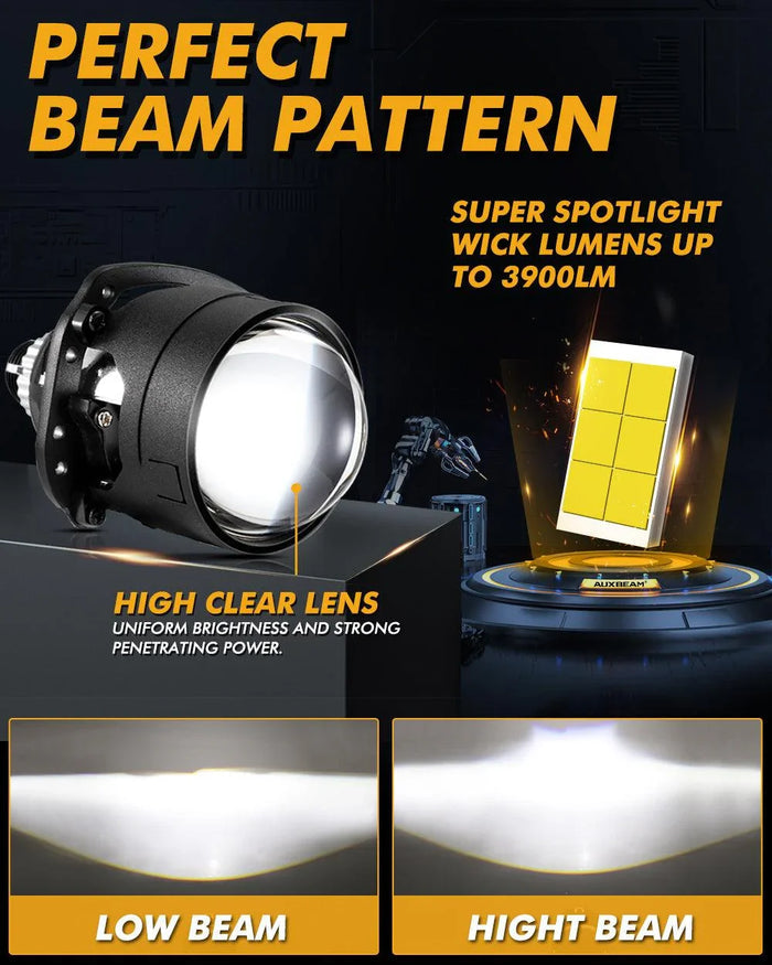 2.5 Inch 80W 6000K Bi-LED Projector Lens Headlight S8 Series Non-Destructive Installation Projector Lens for Car | 2PCS/Set