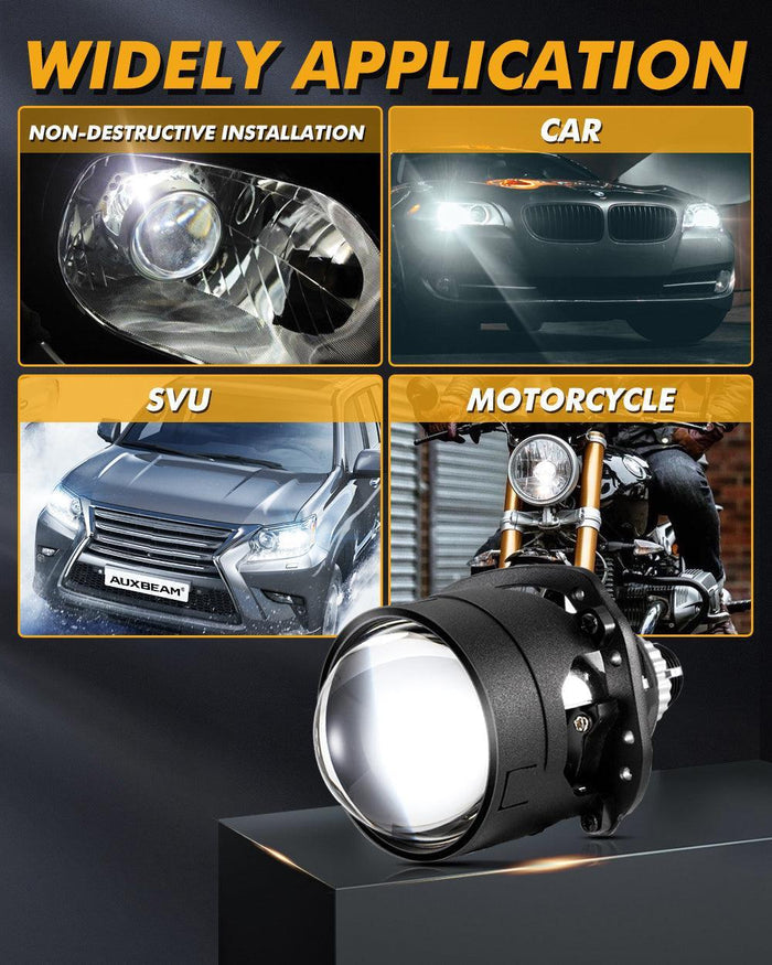 2.5 Inch 80W 6000K Bi-LED Projector Lens Headlight S8 Series Non-Destructive Installation Projector Lens for Car | 2PCS/Set