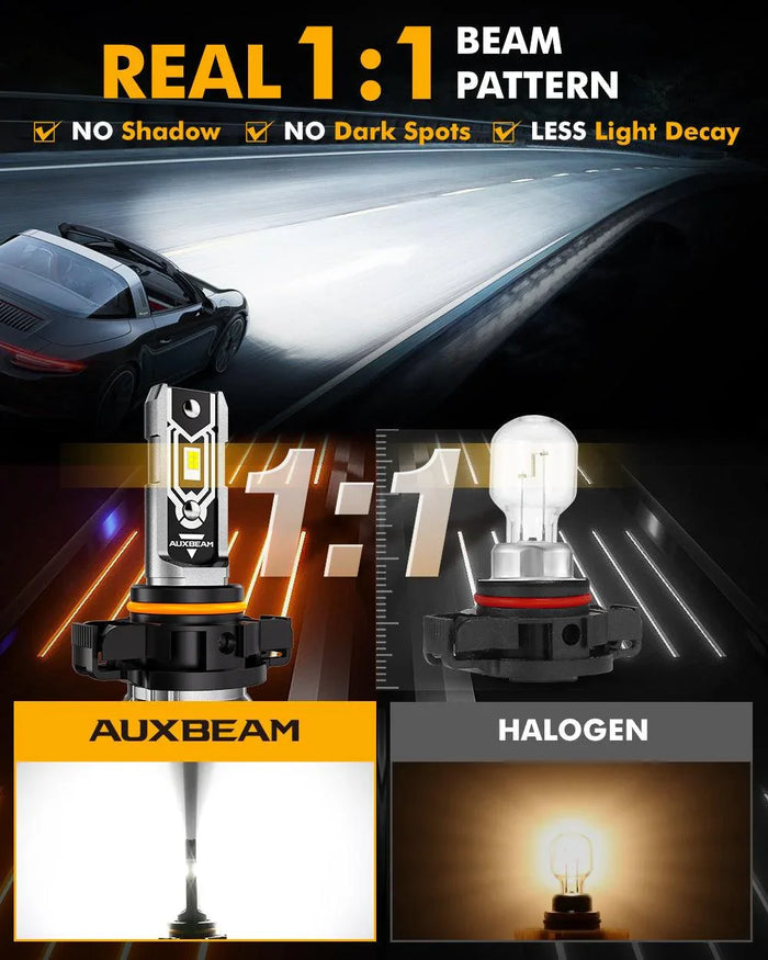🆕2504 PSX24W LED Fog Light/DRL Bulbs 50W 10000LM 6500K Cool White Q5 Series | 2 Bulbs
