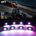 🔥2Pcs 3FT Whip Light+8Pcs Rock Light