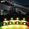 🔥2Pcs 4FT Whip Light+8Pcs Rock Light