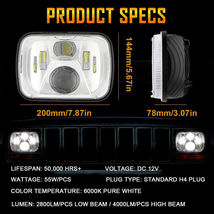 (2pcs/set) 110W 7x6 LED light Headlights for GMC
