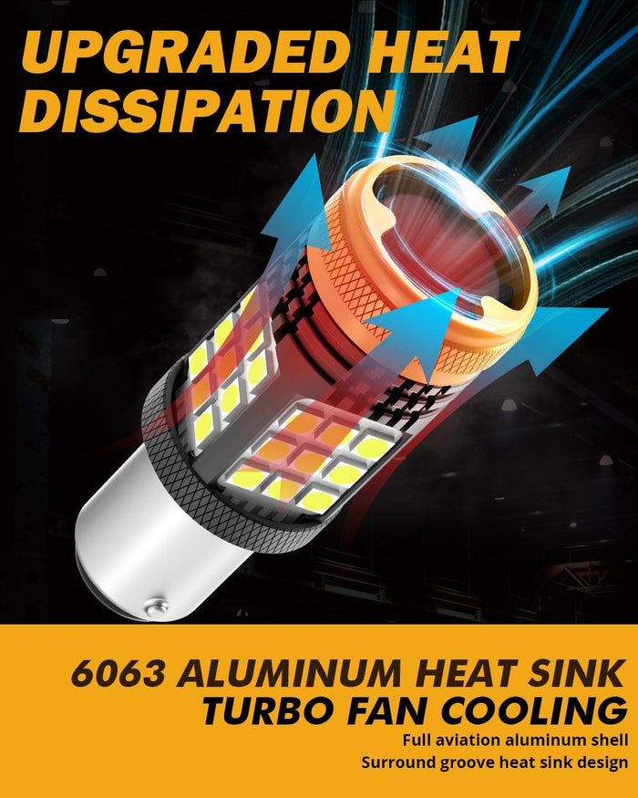 (2pcs/set) 🆕1157 BAY15D 1156 BA15S BAU15S  White Amber Red Canbus Error Free No Hyper Flash LED Turn Signal DRL Brake Light Tail Light Reversing Light Bulbs Fan Cooling