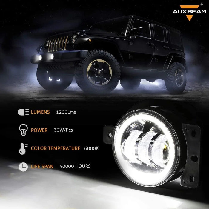 (2pcs/set) 4 Inch 30W Round LED Fog Lights With DRL&Amber Turn Signal for Jeep Wrangler JL JLU 2018 2019 2020