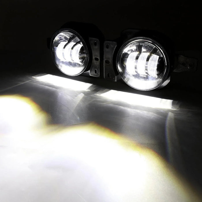 (2pcs/set) 4 Inch Round LED Fog Lamps with 2 Brackets for 2018 2019 2020 Jeep Wrangler JL JLU Jeep Gladiator JT