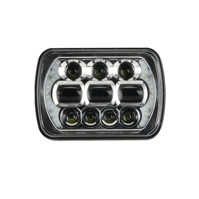 (2pcs/set) 65W 7x6 LED Hi-Lo Beam Headlights with DRL for Toyota Pickup Truck (Black/Chrome)