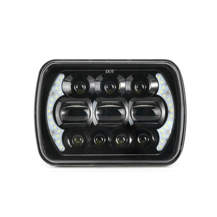 (2pcs/set) 65W 7x6 LED Hi-Lo Beam Headlights with DRL for Toyota Pickup Truck (Black/Chrome)