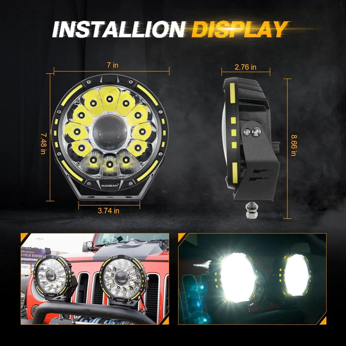 (2pcs/set) 7 Inch 230W 33332LM 360-PRO Series Custom Lens Offroad LED Driving Lights+Amber/Black Covers(Optional) for FORD F150 F250