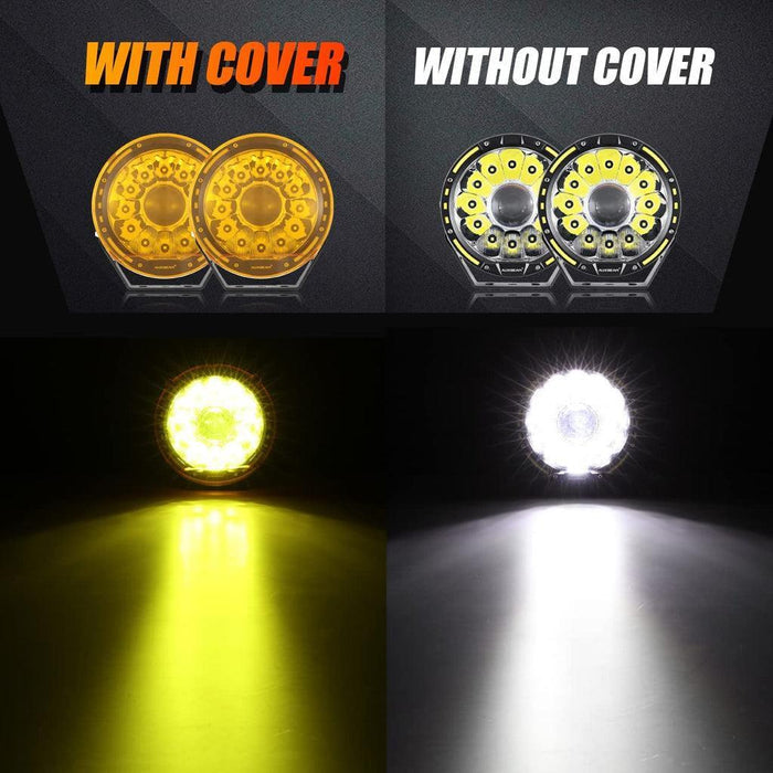 (2pcs/set) 7 Inch 230W 33332LM 360-PRO Series Custom Lens Offroad LED Driving Lights+Amber/Black Covers(Optional) for JEEP WRANGLER JL JK TJ