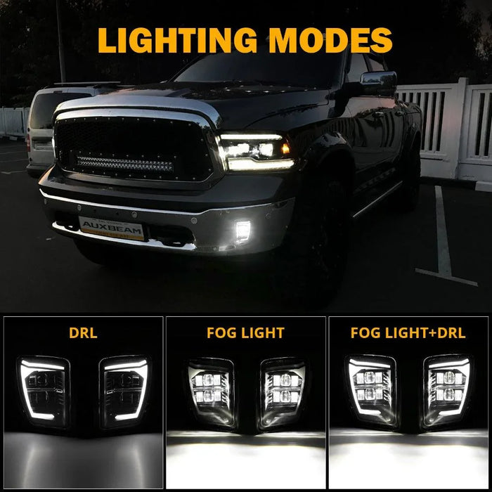 (2pcs/set) DOT Approved LED Fog Lights with DRL for 2013-2018 Dodge Ram 1500