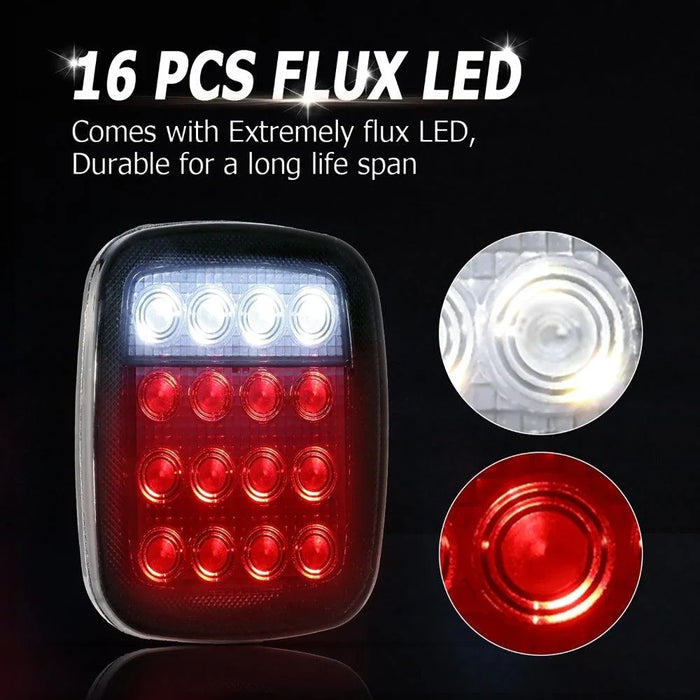 (2pcs/set) Universal Tail Lights 16LEDs for Jeep Wrangler YJ TJ CJ Truck Trailer Boat (Smoked)