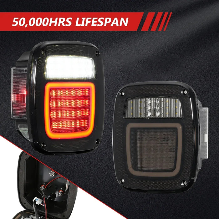 (2pcs/set) Universal Tail Lights 83LEDs for Jeep Wrangler YJ TJ CJ Truck Trailer Boat (Smoked)