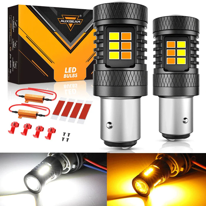 (2pcs/set) White&Amber Switchback Bake/Reverse/Tail Light LED Bulbs with Canbus-Decode