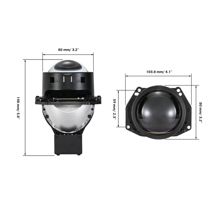 3 Inch 112W 6000K Bi-LED Projector Lens Healidght K9 Series Retrofit Cutting Installation for Car | 2PCS/Set