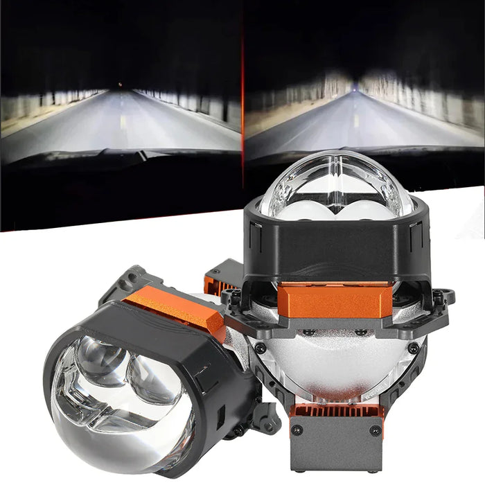 3 Inch 144W 6000K Hyperboloid Bi-LED Projector Lens Headlight with Square Spot Auxiliary High Beam K9 Series, Retrofit Cutting Installation for Car | 2PCS/Set