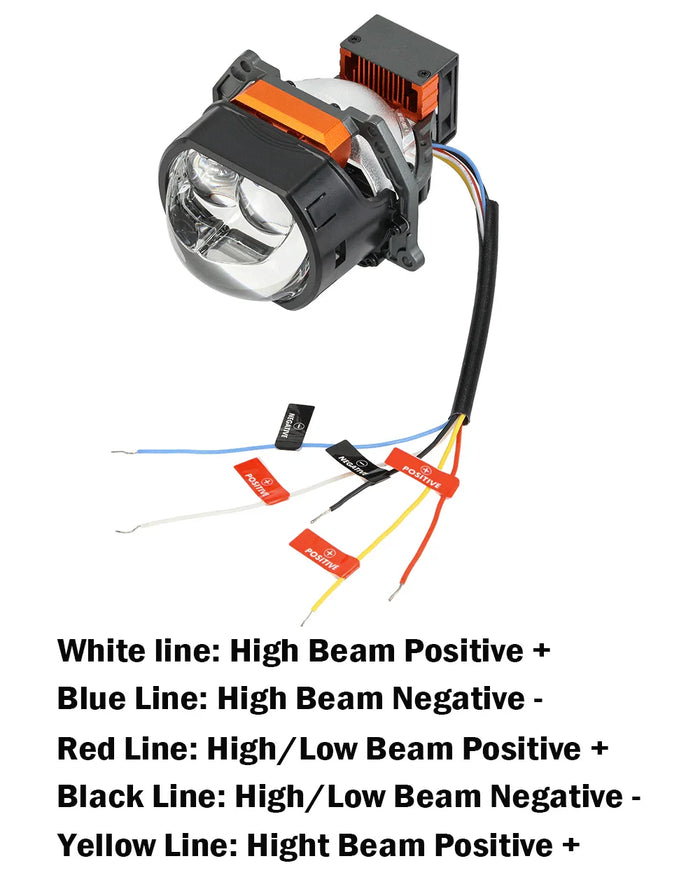 3 Inch 144W 6000K Hyperboloid Bi-LED Projector Lens Headlight with Square Spot Auxiliary High Beam K9 Series, Retrofit Cutting Installation for Car | 2PCS/Set