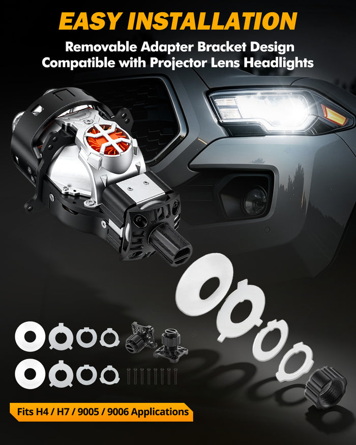 🆕3 Inch 148W Dual Fan Cooling Bi-LED Projector Headlight 6500K Triple Beam Laser Assist C6 Series Non-destructive & Retrofit Compatible Upgrade Kit