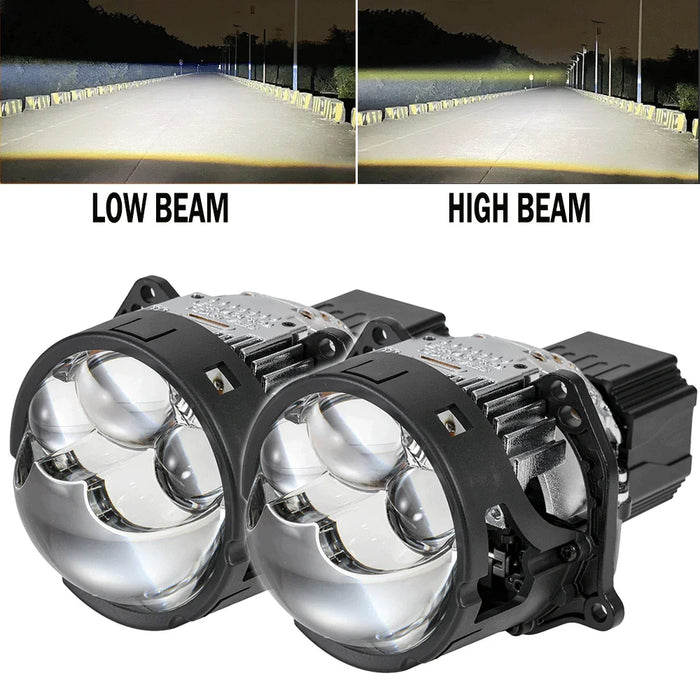 3 Inch 158W Ultra-Brightness & Wider Light Pattern Triple Direct Bi-LED Projector Lens Headlight K9 Series- Retrofit Cutting Installation for Car | 2PCS/Set