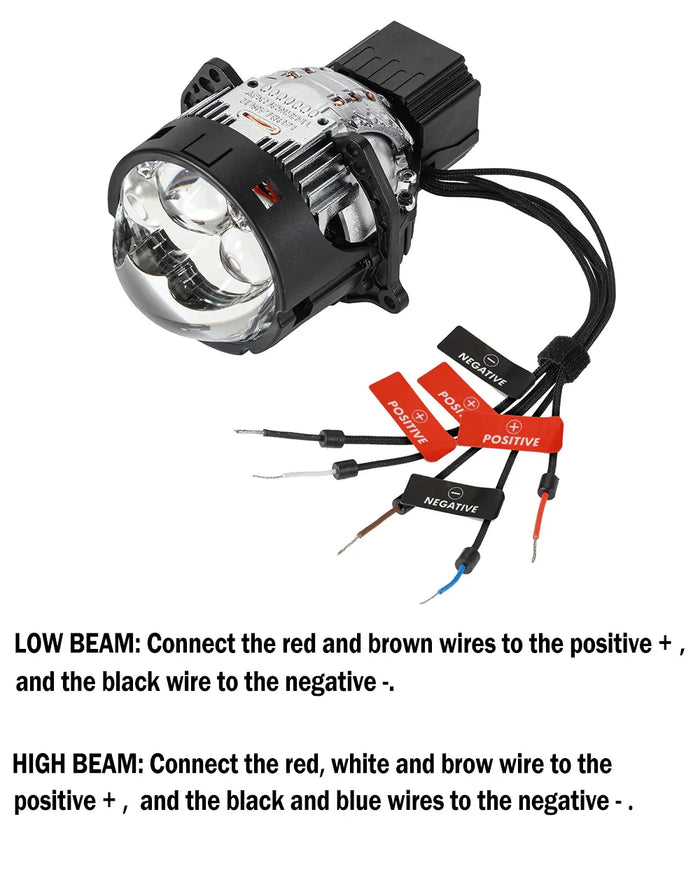3 Inch 158W Ultra-Brightness & Wider Light Pattern Triple Direct Bi-LED Projector Lens Headlight K9 Series- Retrofit Cutting Installation for Car | 2PCS/Set