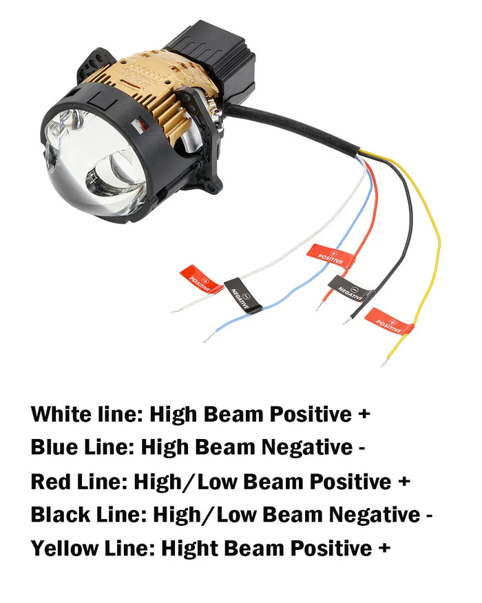3 Inch 170W 6000K Hyperboloid Bi-LED Projector Lens Headlight with Round Spot Auxiliary High Beam K9 Series, Retrofit Cutting Installation for Car | 2PCS/Set