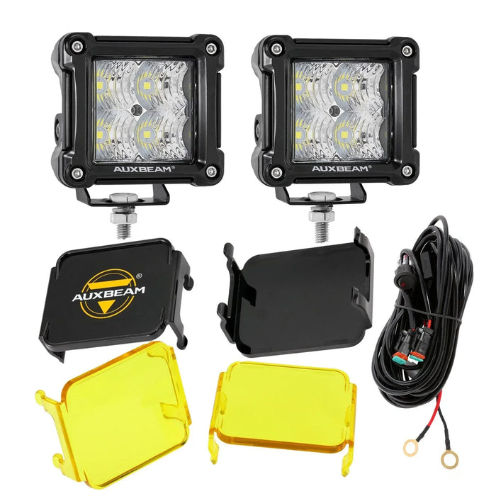 Flood Beam / Black / +2Pcs Amber Covers+2Pcs Black Covers[$17.99]