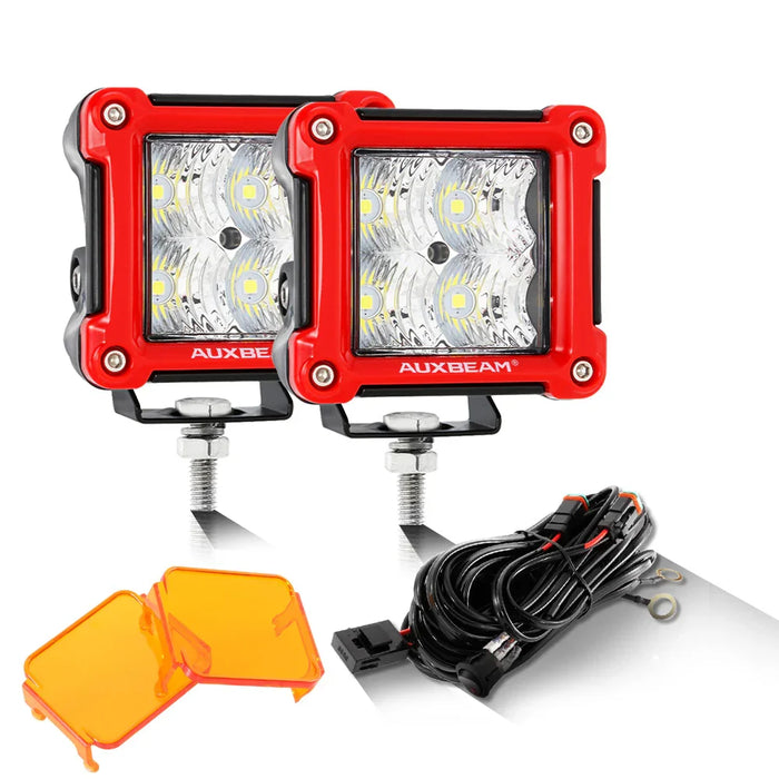 Flood Beam / Red / +2Pcs Dark Amber Covers[$9.99]