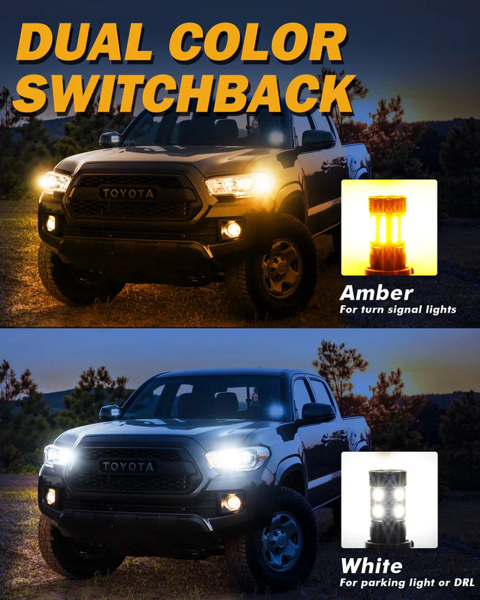 🆕 3157 US-CK LED Front Turn Signal & DRL Light Bulbs 50W 4000LM CAN-Bus Error Free Dual Color Switchback White & Amber B21-PRO Series | 2 Bulbs