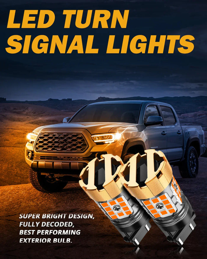 🆕3157 US-CK LED Turn Signal Light Rear/Front, Side Maker Light Bulbs 50W 4000LM CAN-Bus Error Free 3000K Amber B21-PRO Series |2 Bulbs