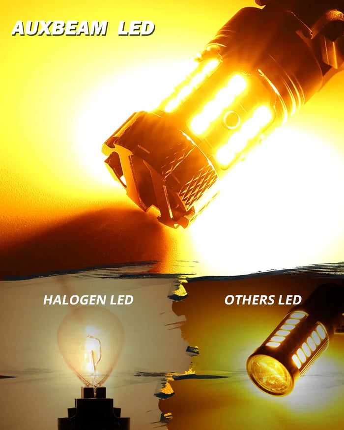 🆕3157 US-CK LED Turn Signal Light Rear/Front, Side Maker Light Bulbs 50W 4000LM CAN-Bus Error Free 3000K Amber B21-PRO Series |2 Bulbs
