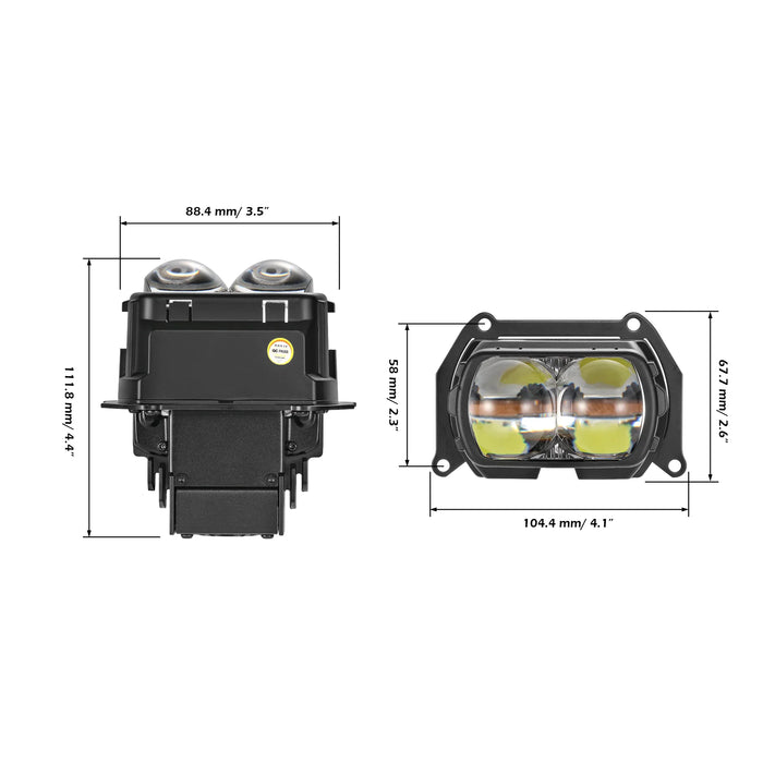 3.5 inch 132W Hyperbolic Rectangular Bi-LED Projector Lens Headlight K9 Series, Retrofit Cutting Installation for Cars | 2pcs/Set