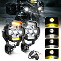 🆕4.2 Inch Motorcycle Auxiliary LED Spotlight, 72W AX7 Series Dual Color Switchback Driving Fog Light with 3+4 Modes For Motorcycle Jeep SUV ATV Truck | 2PCS/Set