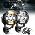 🆕4.2 Inch Motorcycle Auxiliary LED Spotlight, 72W AX7 Series Dual Color Switchback Driving Fog Light with 3+4 Modes For Motorcycle Jeep SUV ATV Truck | 2PCS/Set