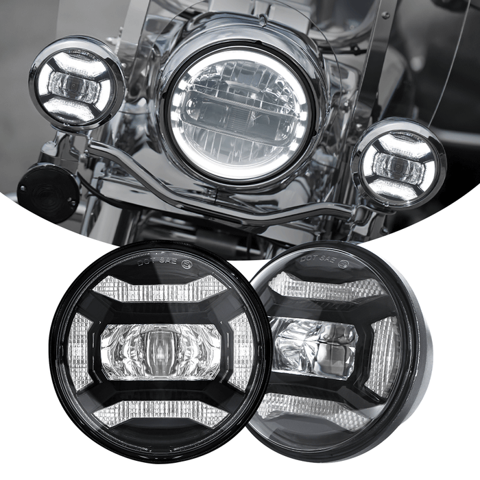 4.5 Inch 60W 2880LM DOT Motorcycle LED Fog Lights Assembly for Harley-Davidson