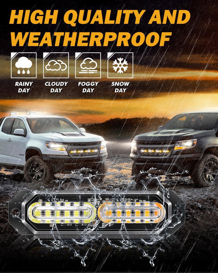 (4PSC/SET) 12LED Emergency Surface Mount Grill Strobe Light for Trucks Vehicles ATV RV Cars Van