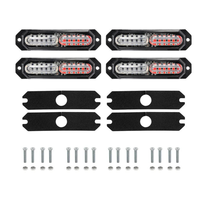 (4PSC/SET) 12LED/24LED Emergency Surface Mount Grill Strobe Light for Trucks Vehicles ATV RV Cars Van